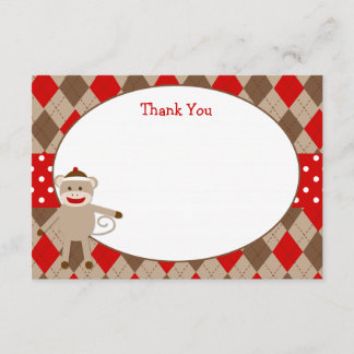 Sock Monkey Thank You Cards
