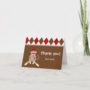 Sock Monkey Thank you note cards