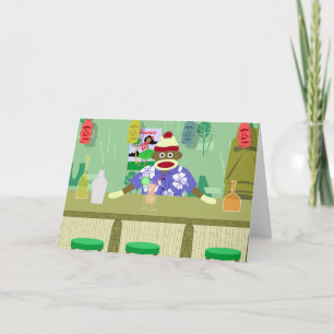 Sock Monkey Tiki Bar Card