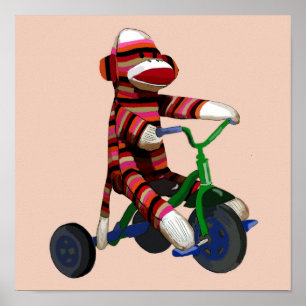 Sock Monkey Tricycle Poster