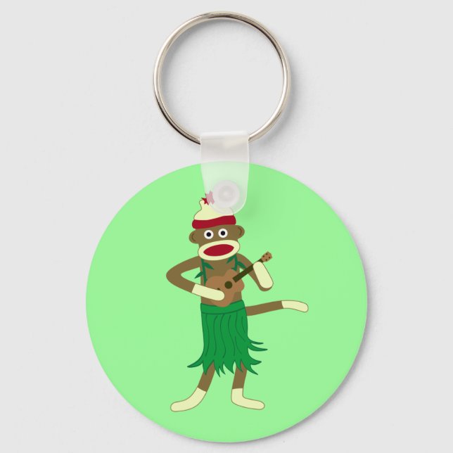 Sock Monkey Ukulele Keychain (Front)