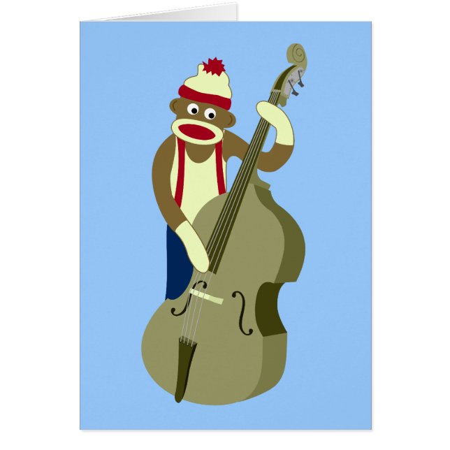 Sock Monkey Upright Bass Player (Front)