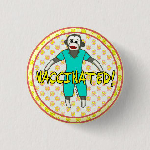 Sock Monkey Vaccinated pin button