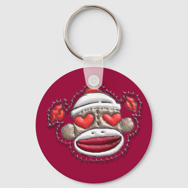 Sock Monkey Valentine Merchandise Keychain (Front)