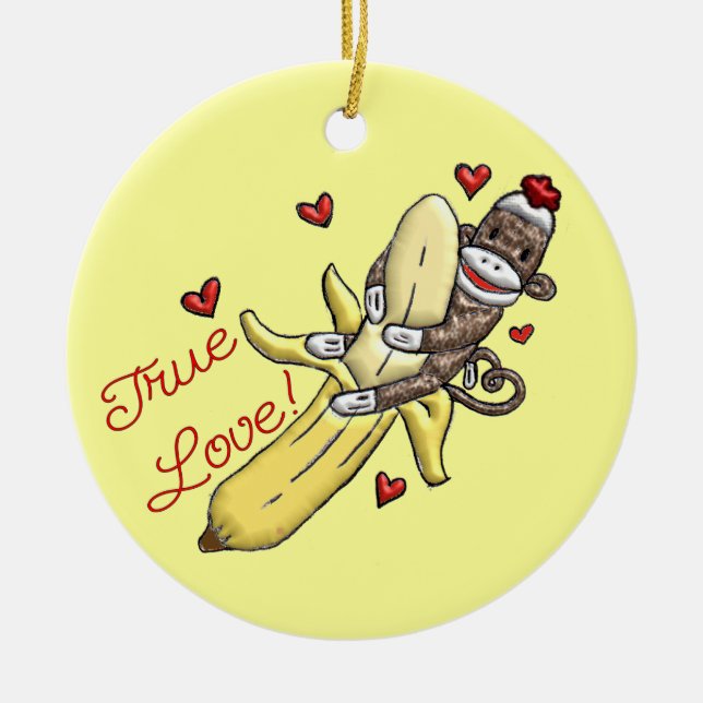 Sock Monkey Valentine ornement Affichette de porte (Devant)