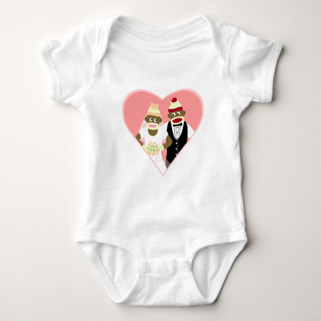 Sock Monkey Wedding Baby Bodysuit (Front)