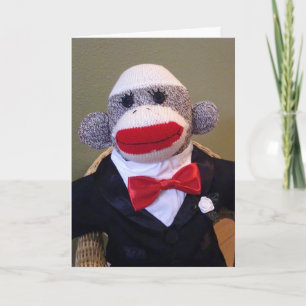Sock Monkey Wedding Groom Love Card