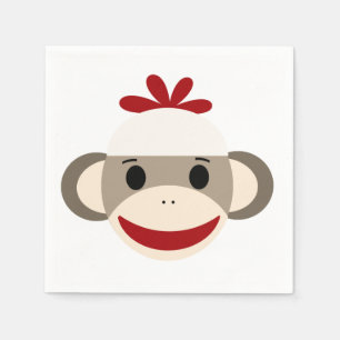 Sock Monkey White Paper Napkins
