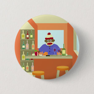 Sock Monkey Wine Taster 2 Inch Round Button