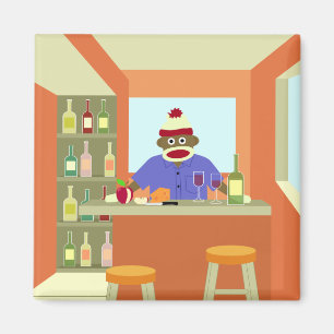 Sock Monkey Wine Taster Magnet