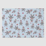 Sock Monkey With Santa Hat On Blue Christmas Tissue Paper<br><div class="desc">Wrap up your Christmas gifts this year with this adorable tissue paper featuring a sock monkey with Santa hat pattern on a blue background. This is perfect to wrap the gifts of any sock monkey lover!</div>