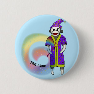 Sock Monkey Wizard  2 Inch Round Button