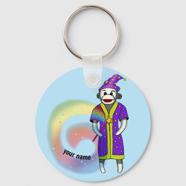 Sock Monkey Wizard  Keychain (Front)