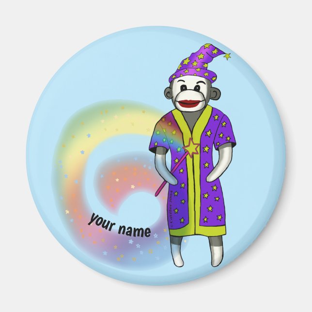 Sock Monkey Wizard  Magnet (Front)