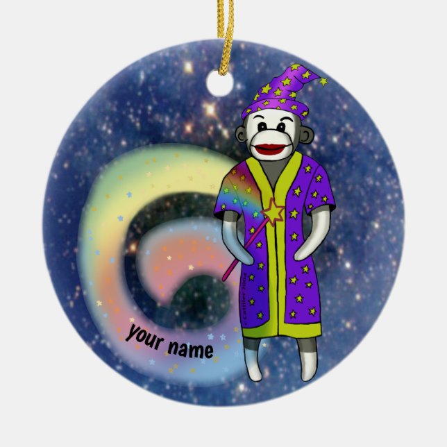 Sock Monkey Wizard  ornament (Front)