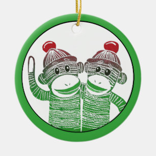 Sock Monkeys Circle Ornament