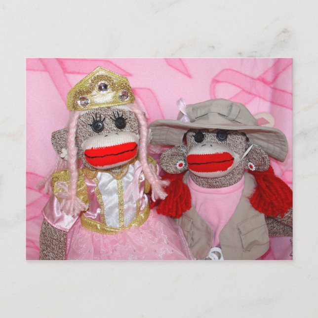 Sock Monkeys for the Cure Two Friends Postcard (Front)