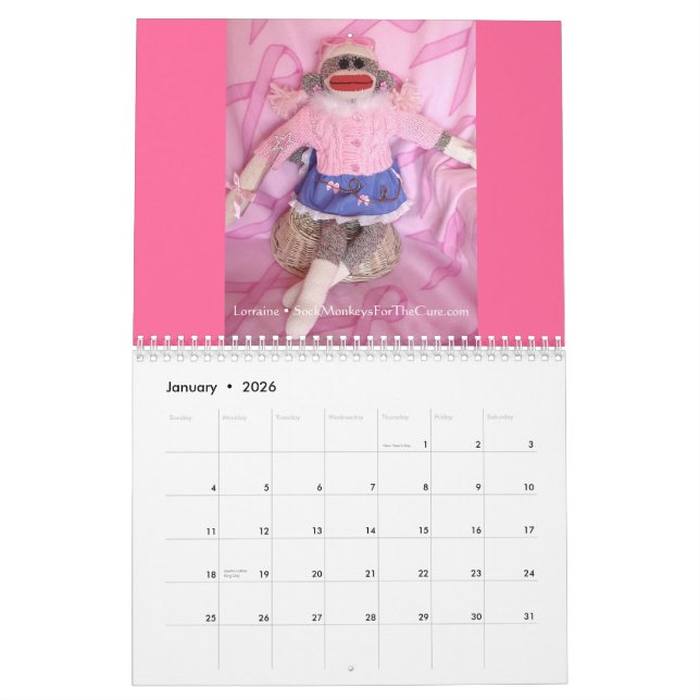 Sock Monkeys for the Cure Wall Calendar (Jan 2026)