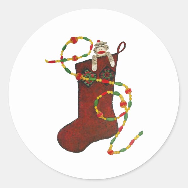Sock Singe Christmas Stocker Sticker (Devant)
