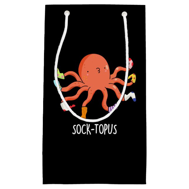 Sock-topus Funny Octopus With Socks Pun  Small Gift Bag (Front)