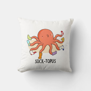 Sock-topus Funny Octopus With Socks Pun  Throw Pillow