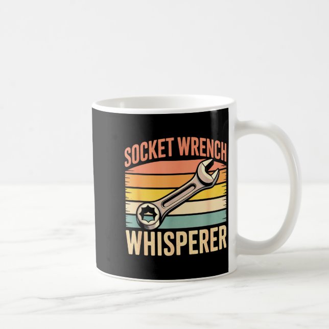 Socket Wrench Whisperer Retro Mechanic Crew Auto T Coffee Mug (Right)