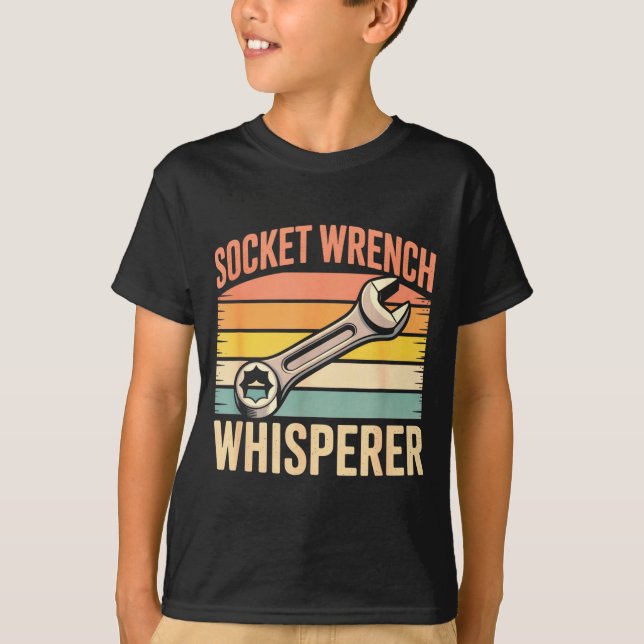 Socket Wrench Whisperer Retro Mechanic Crew Auto T T-Shirt (Front)