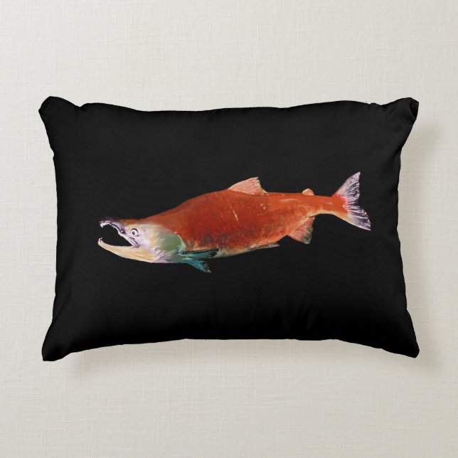 Sockeye Salmon in Red Accent Pillow (Front)