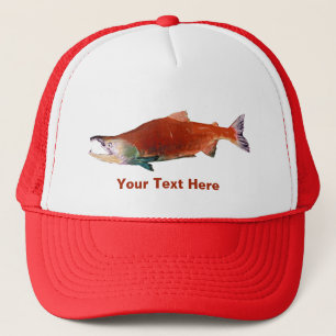 Sockeye Salmon in Red Trucker Hat
