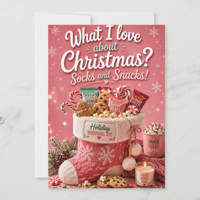 Socks and Snacks Funny Christmas Card (Front)