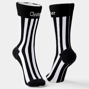 Socks Black And White Stripes Design