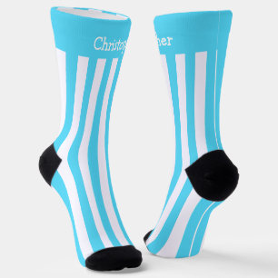 Socks Blue And White Stripes Design