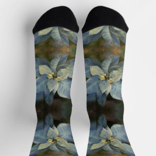 Socks - Blue Poinsettia