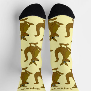 Socks Brown Kangaroo Design
