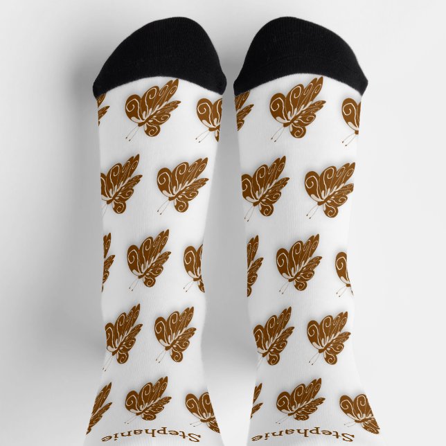 Socks Chocolate Butterfly Design (Top)