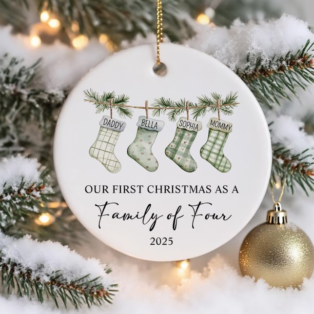 Socks Christmas as a Family of Four Ceramic Ornament (Creator Uploaded)