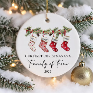 Socks Christmas as a Family of Four Ceramic Ornament