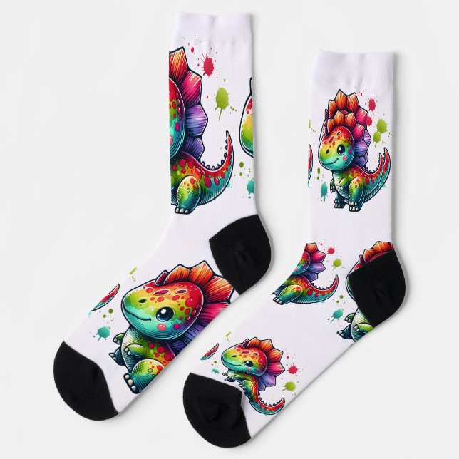  Socks Design – Cute Dinosaur (Left)