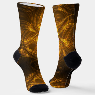 Socks featuring a vibrant, swirling gold and black
