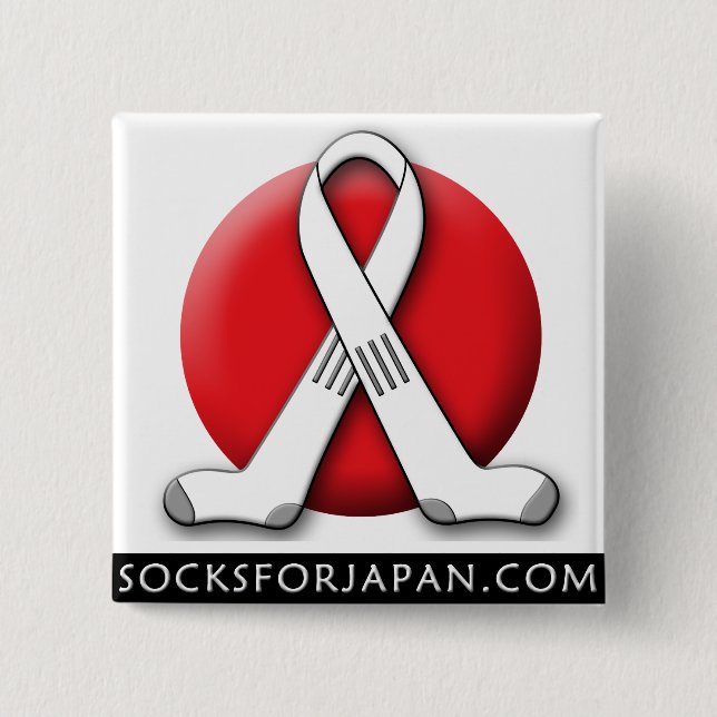 Socks for Japan Button- white 2 Inch Square Button (Front)
