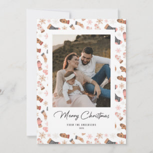 Socks Gloves Snowflakes Photo Christmas Cards