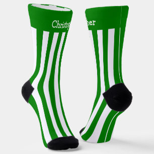 Socks Green And White Stripes Design