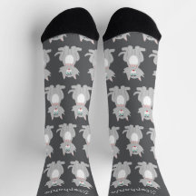 Socks Grey Cat Design