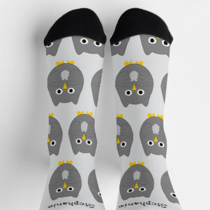 Socks Grey Owl Design