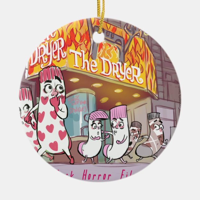 Socks Horror Films The Dryer Funny Ceramic Ornament (Front)