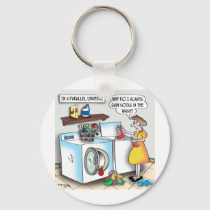 Socks in a Parallel Universe Keychain