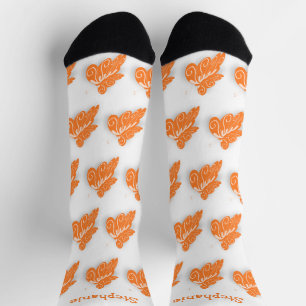 Socks Orange Butterfly Design