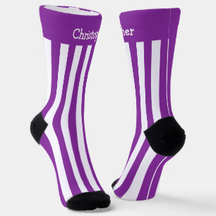 Socks Purple And White Stripes Design