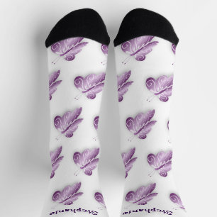 Socks Purple Butterfly Design
