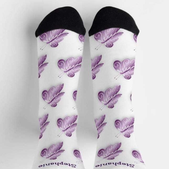 Socks Purple Butterfly Design (Top)